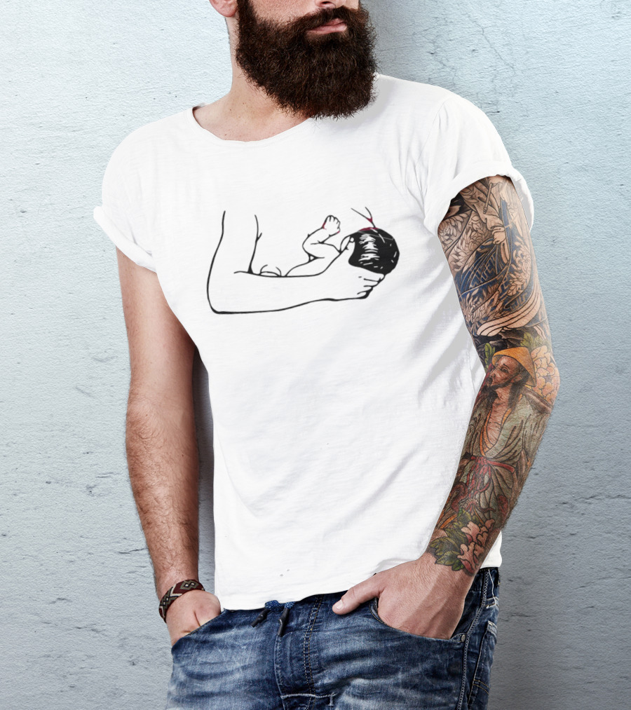 Breastfeeding Mother And Child Silhouette With Red Accents T-Shirt