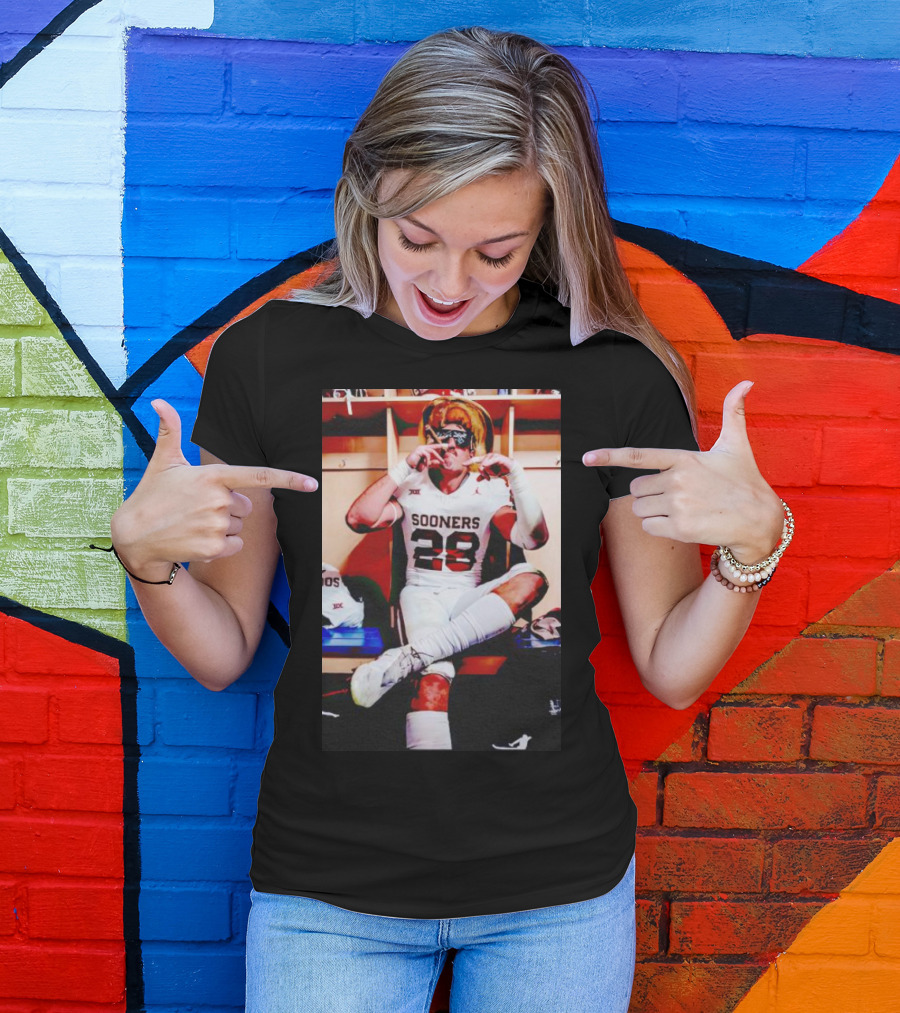 Sooners 28 Danny Stutsman Red River Rivalry Football Locker Room Image T-Shirt