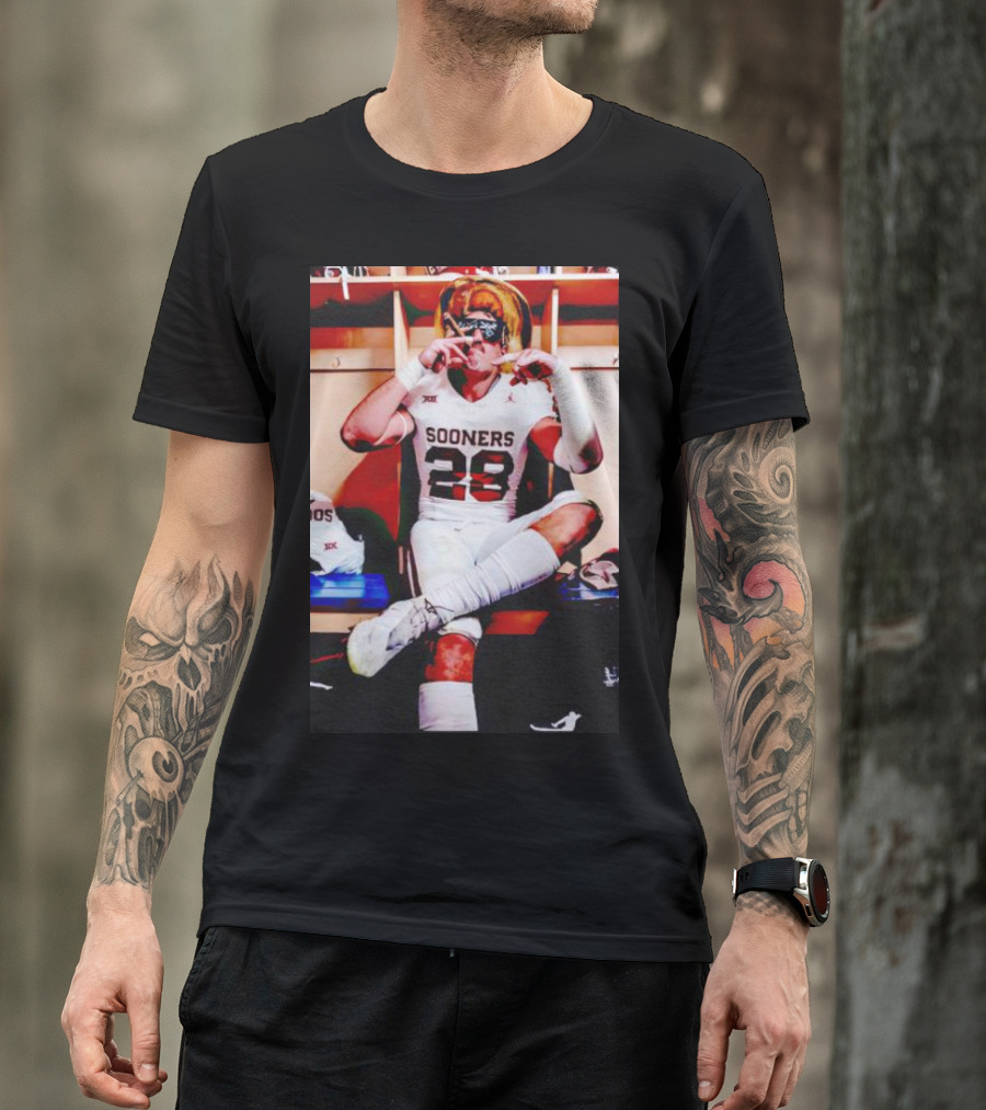 Sooners 28 Danny Stutsman Red River Rivalry Football Locker Room Image T-Shirt