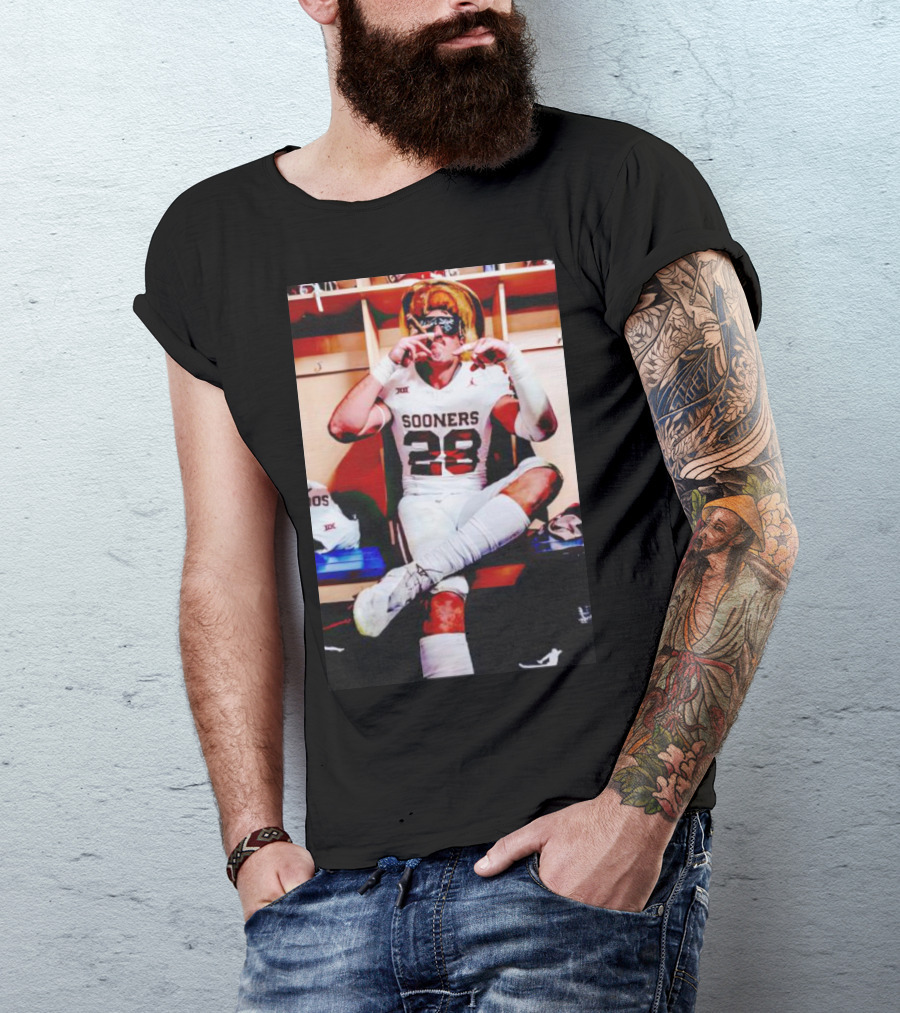 Sooners 28 Danny Stutsman Red River Rivalry Football Locker Room Image T-Shirt