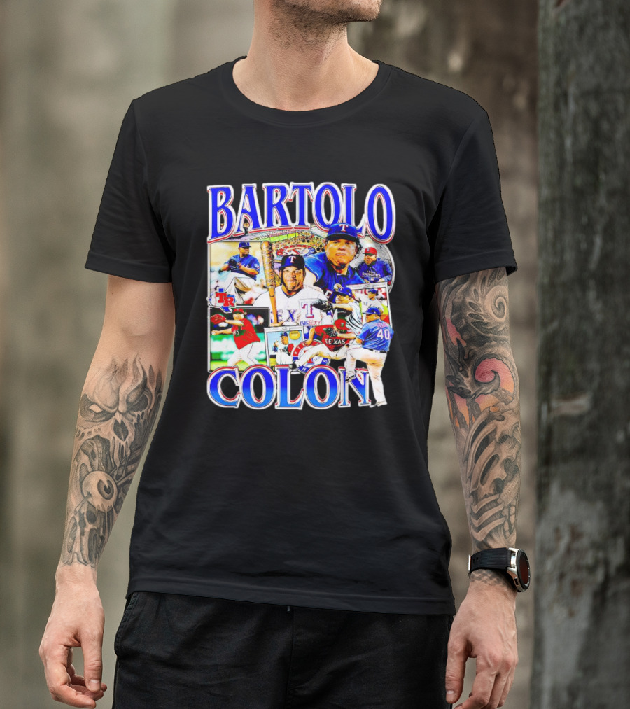 BARTOLO COLÓN Texas Rangers Pitching Action Collage T-Shirt