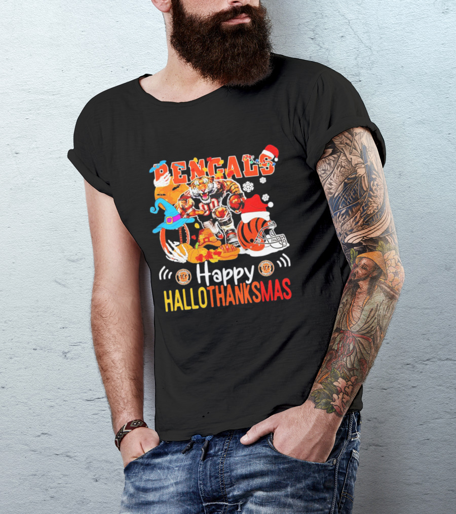 Bengals Mascot Festive Happy Hallothanksmas T-Shirt