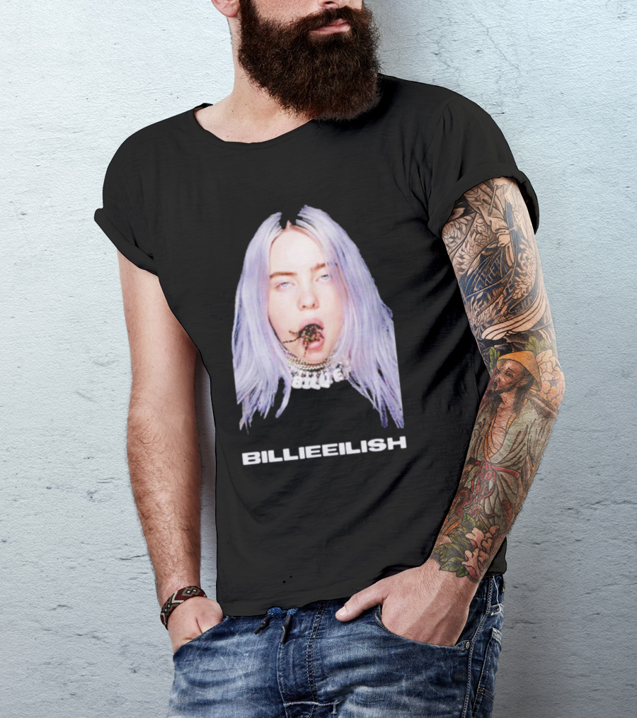 BILLIE EILISH TARANTULA MOUTH NECKLACE VISION SILVER HAIR T-Shirt