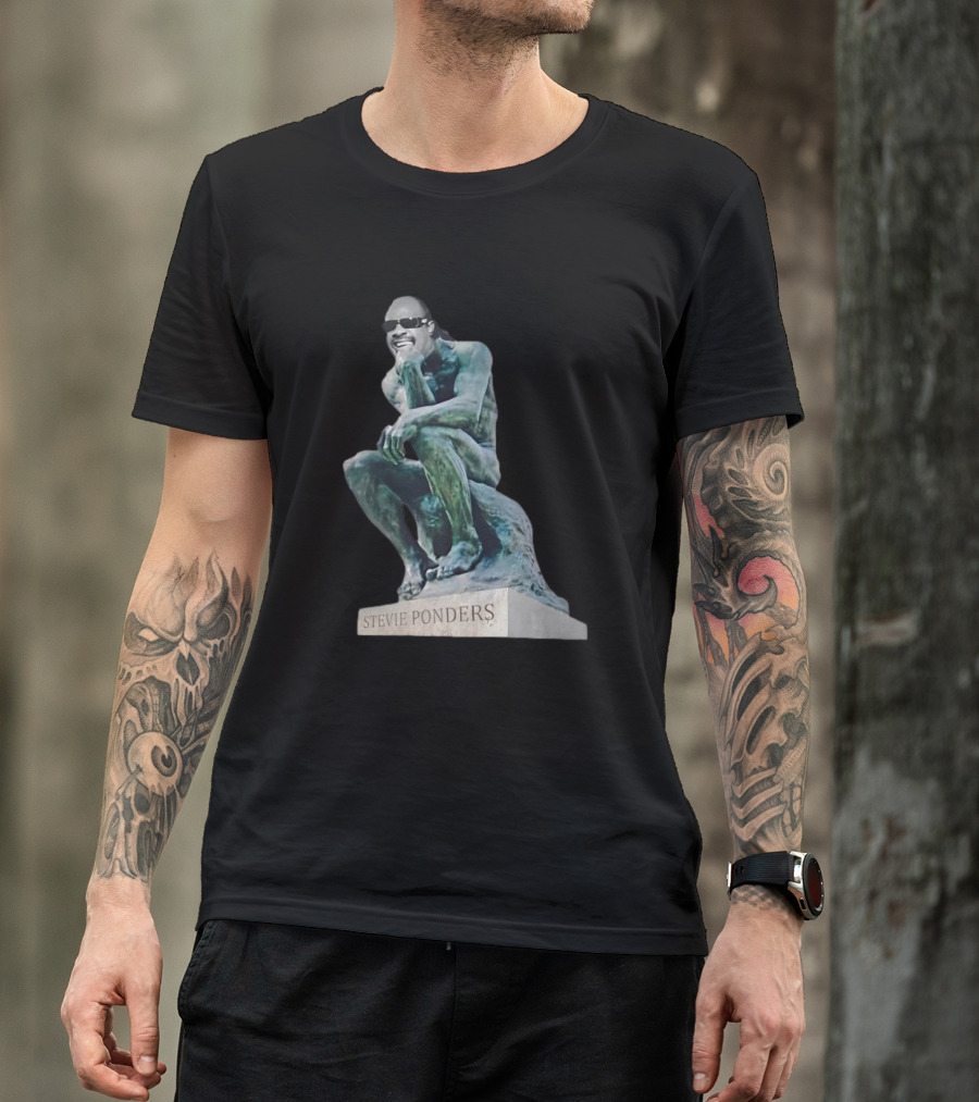 Stevie Ponders Roman Statue Stevie Wonder Pun T-Shirt