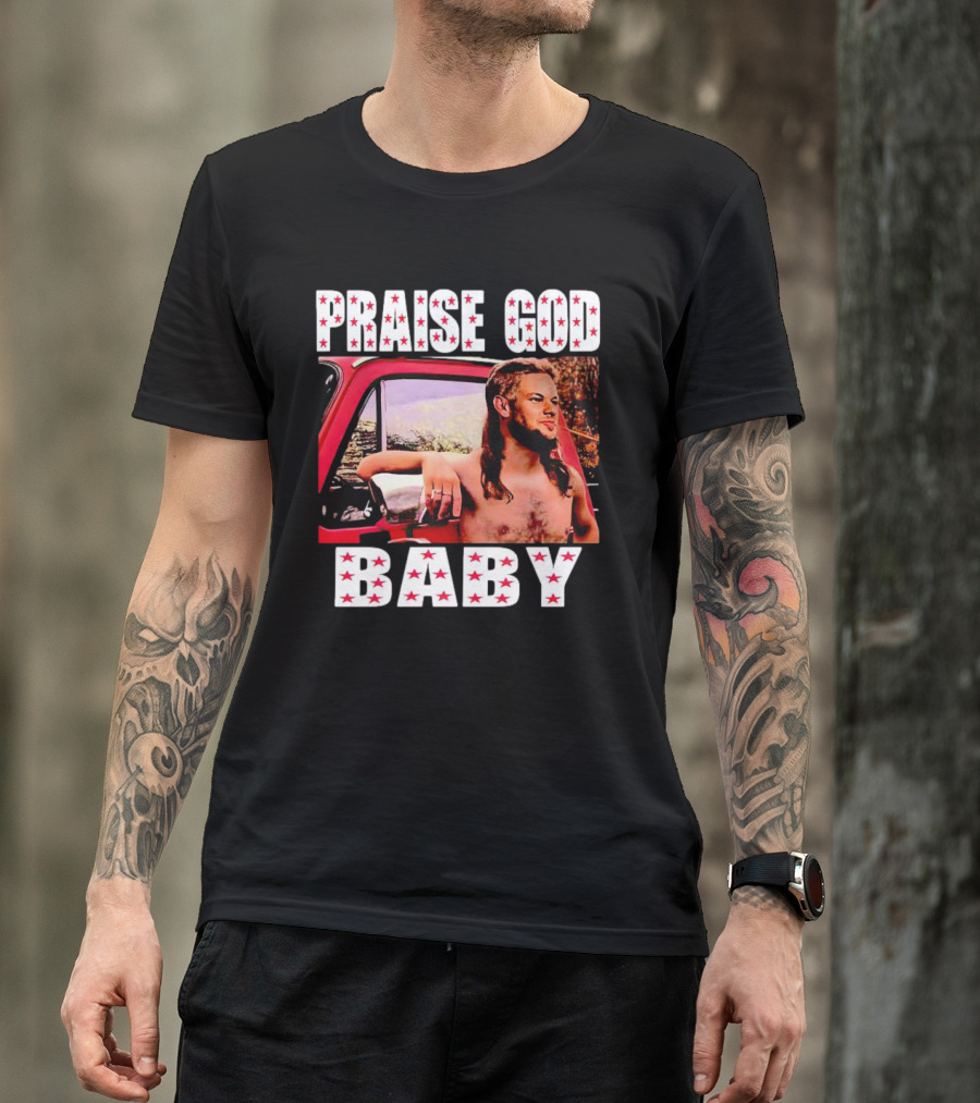 Theo Von Praise God Baby Red Truck Star T-Shirt