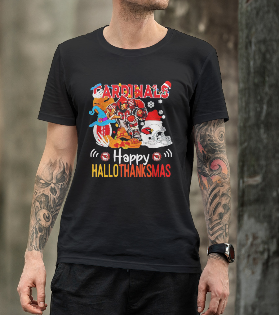 Cardinals Mascot 88 Happy Hallothanksmas Arizona T-Shirt