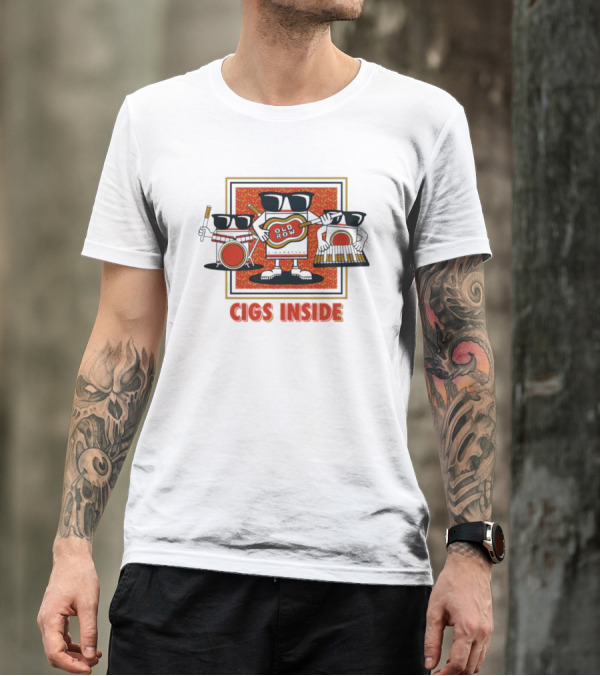 Cigs Inside Guitar Band With Sunglasses And Instruments T-Shirt
