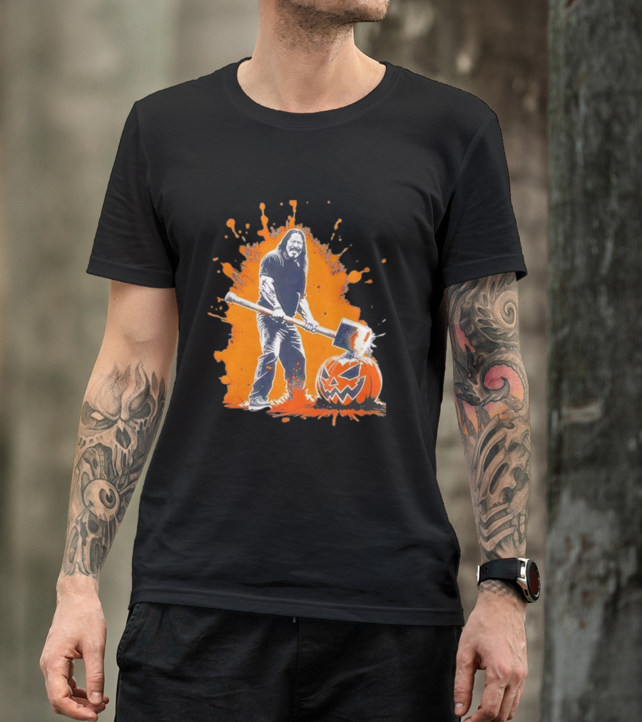 Danny Trejo Hammer Pumpkin Smashing Halloween Bash Iconic T-Shirt