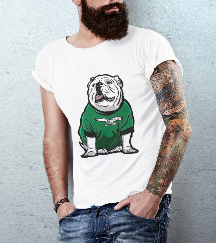 Dawg In Philadelphia Eagles Green Mascot Shirt With Bulldog And Eagle T-Shirt