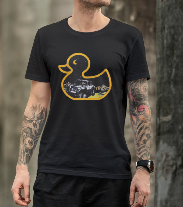 Galaxy Duck Off-Road Adventure Under Starry Night T-Shirt