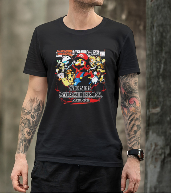 Mamoni World Mario X Cartoon Characters Super Smash Bros Melee T-Shirt