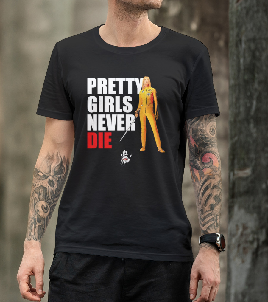 Pretty Girls Never Die Uma Yellow Jumpsuit Sword T-Shirt
