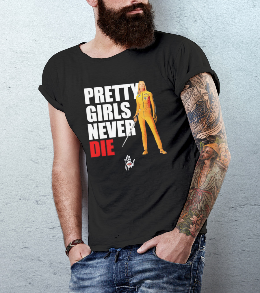 Pretty Girls Never Die Uma Yellow Jumpsuit Sword T-Shirt