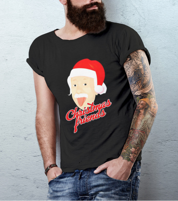 Albert Einstein Santa Hat Christmas Friends T-Shirt
