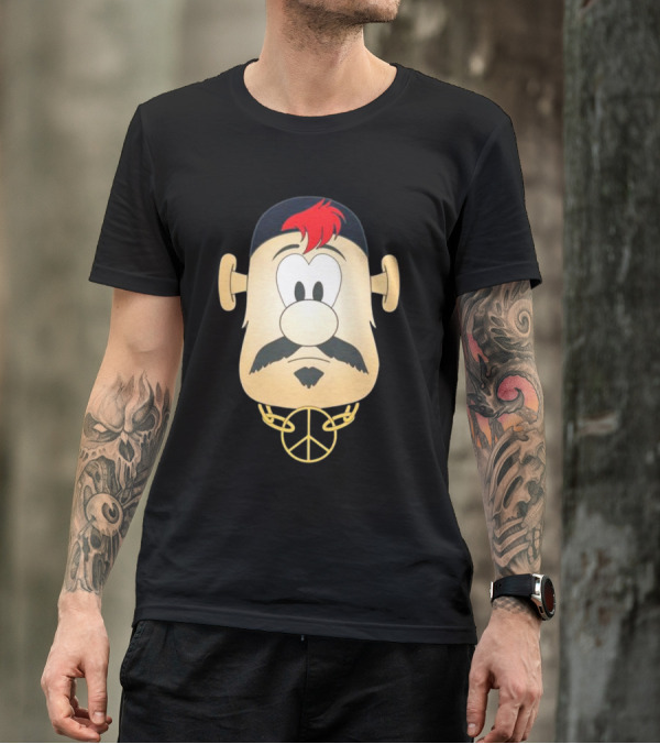 Blooper Strider Cartoon Face With Peace Necklace T-Shirt