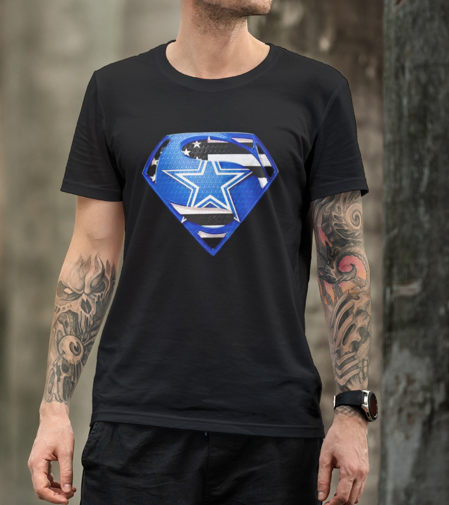 Dallas Cowboys Superman Icon With American Flag Elements T-Shirt