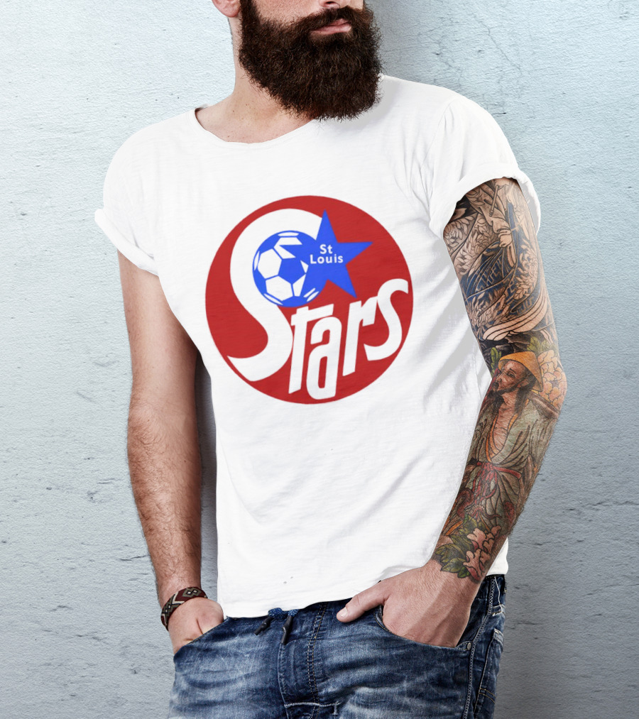 St Louis Stars Soccer 1977 NASL Classic Logo With Soccer Ball And Blue Star T-Shirt