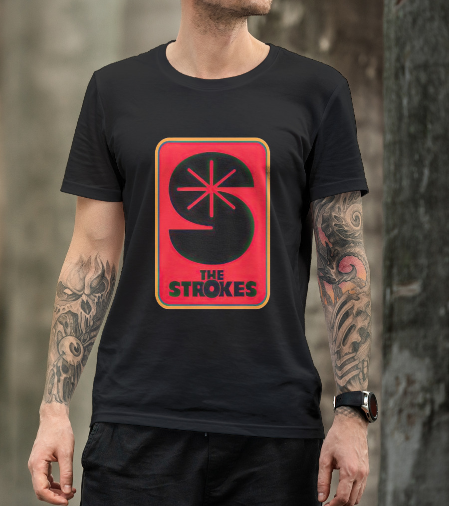 The Strokes Retro Logo Red Black Starburst T-Shirt
