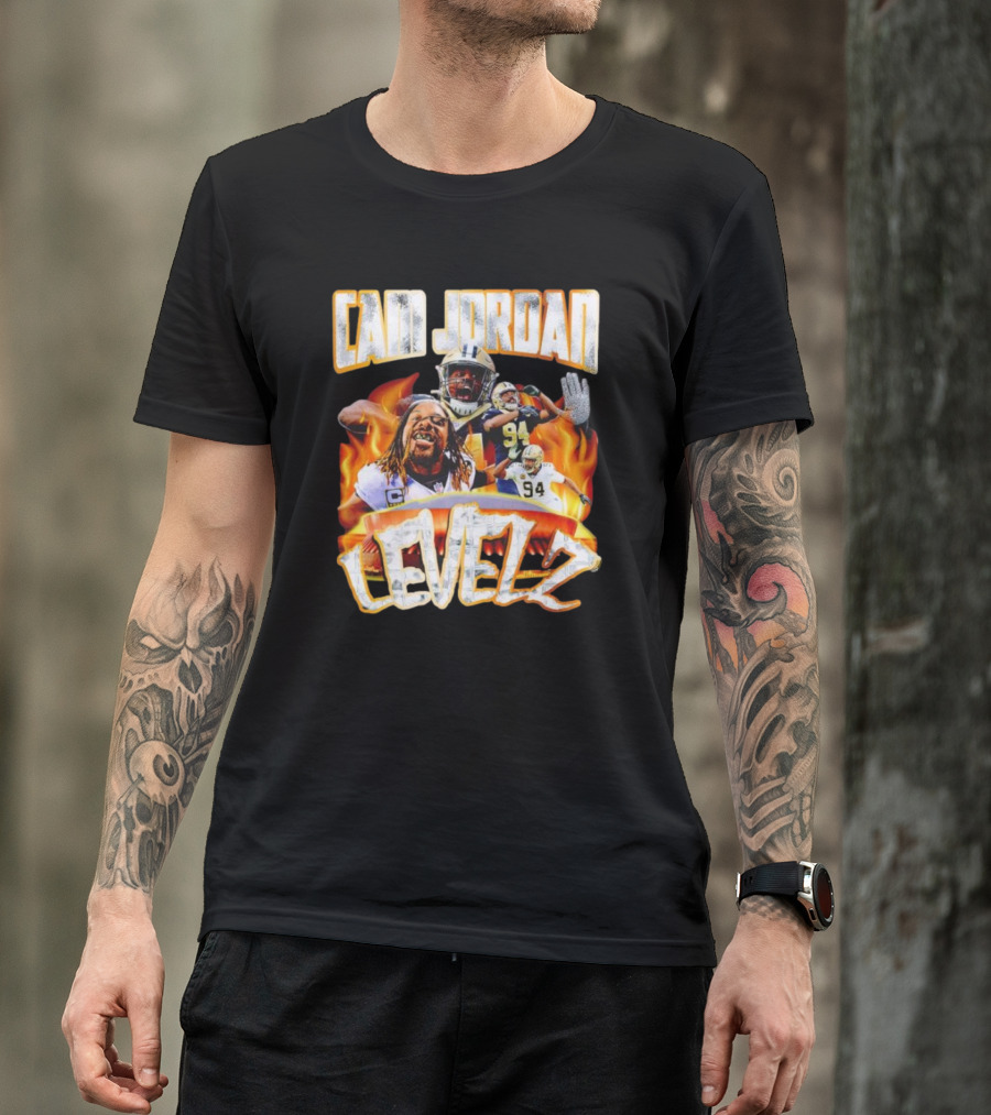 Cam Jordan Levelz Football Flames Action 94 T-Shirt