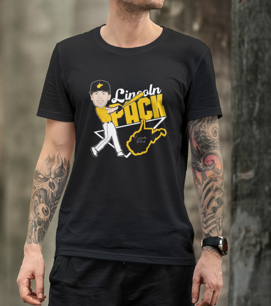 Lincoln Pack Baseball Caricature With Signature And West Virginia T-Shirt
