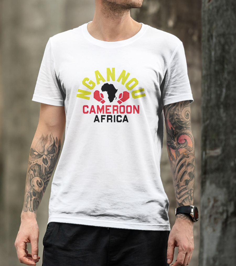 Ngannou Cameroon Africa Boxing Gloves Map T-Shirt