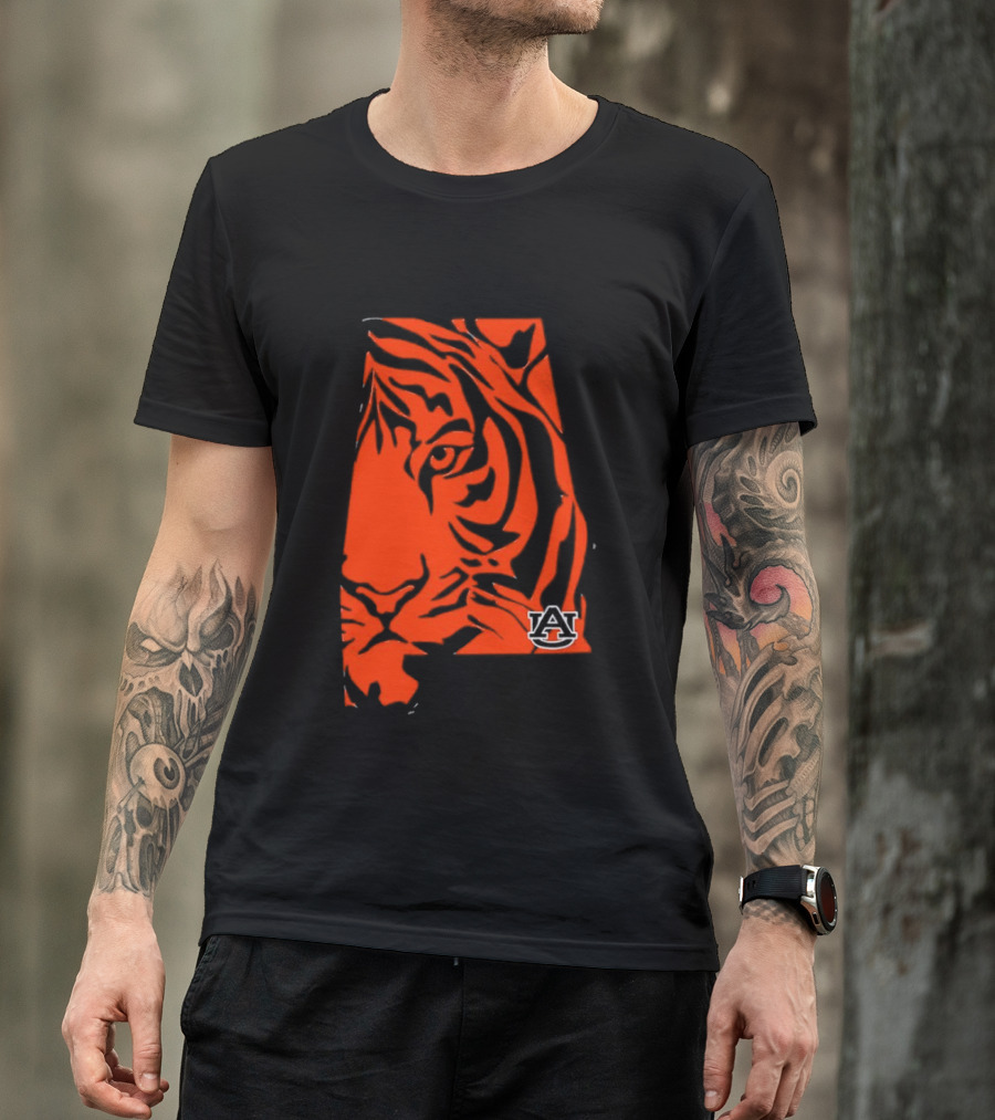 Auburn Tigers A Logo With Striped Tiger Face T-Shirt