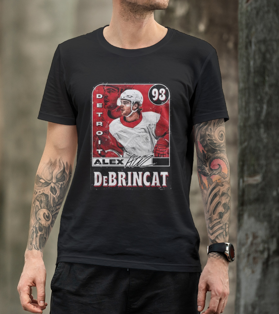 Detroit Alex DeBrincat 93 Card Red And White Hockey T-Shirt