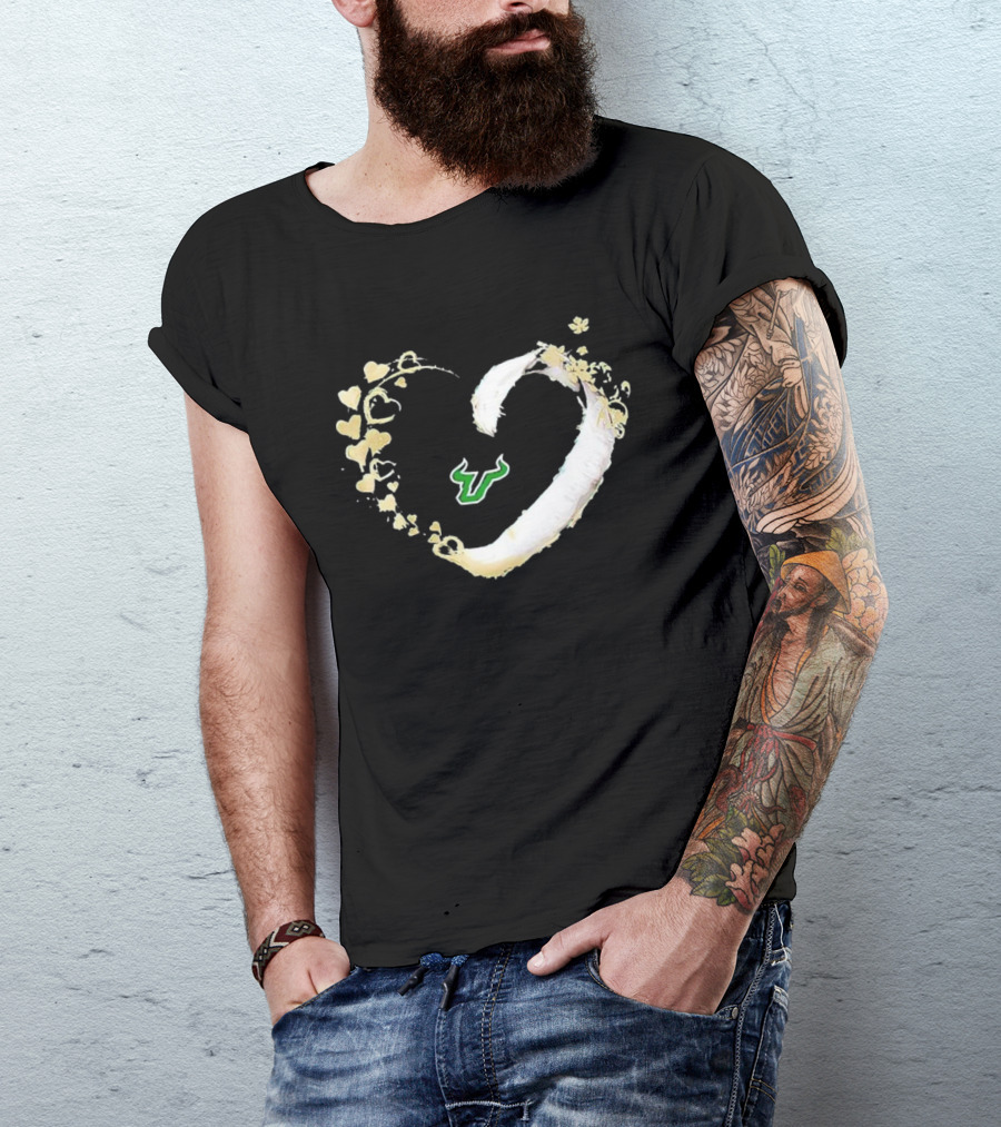 South Florida Bulls University Team Logo Heart T-Shirt