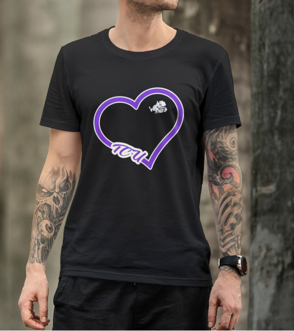TCU Horned Frogs Purple Heart Outline T-Shirt