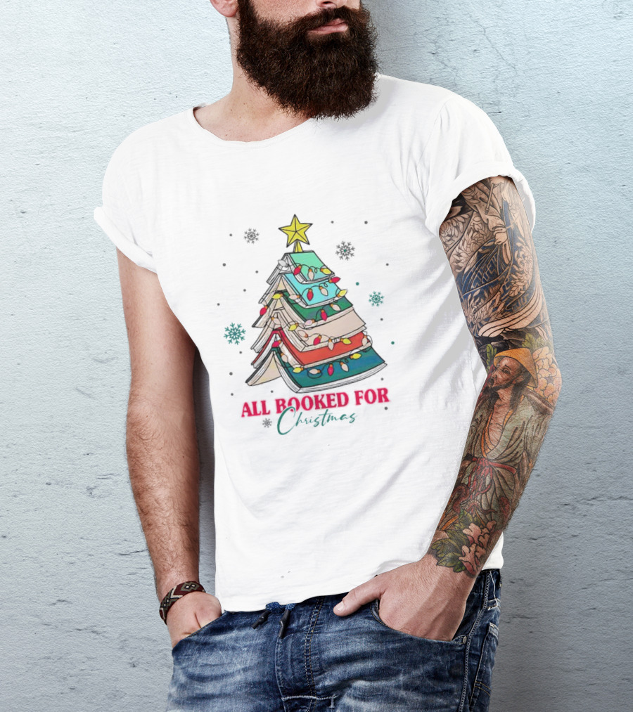 All Booked For Christmas Tree With Books And Lights T-Shirt