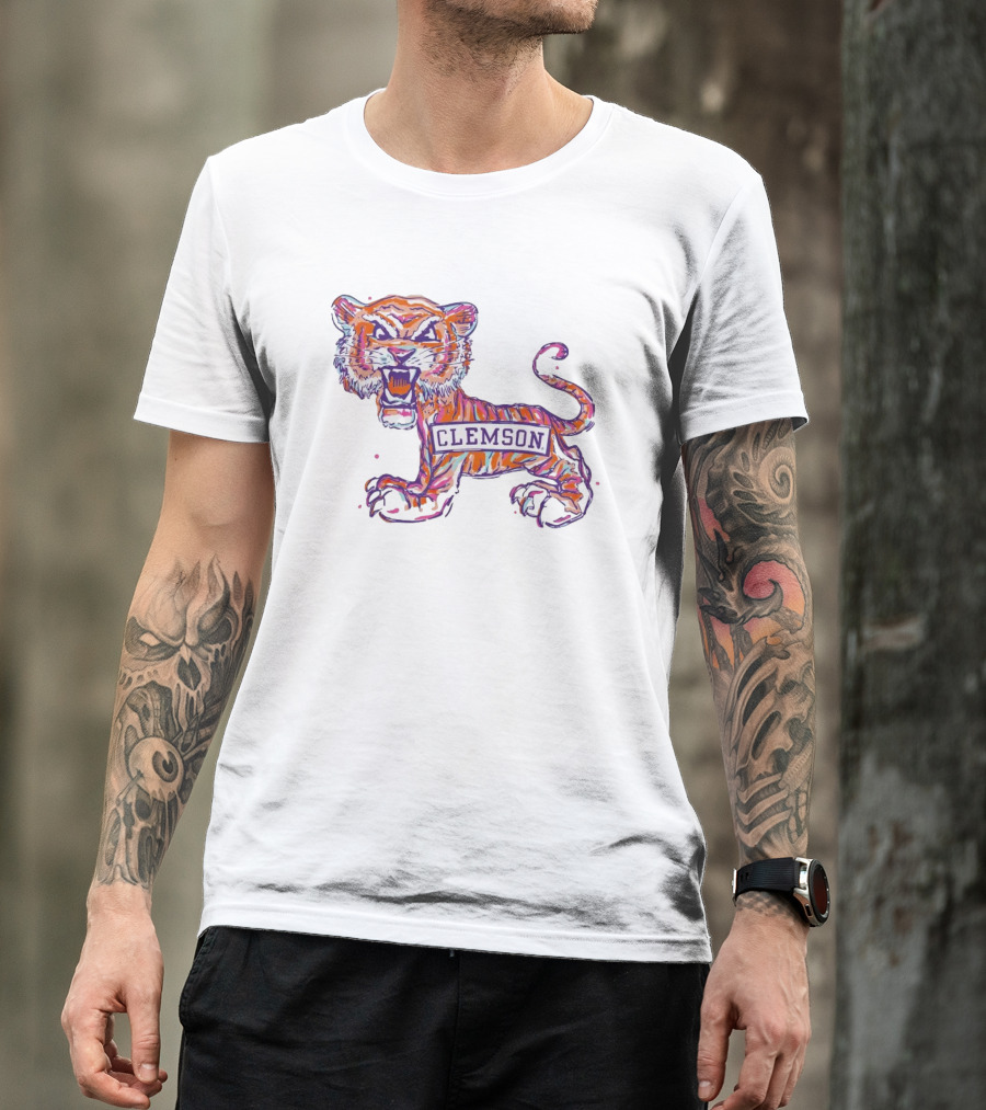 Clemson Tigers Fierce Painted Mascot T-Shirt