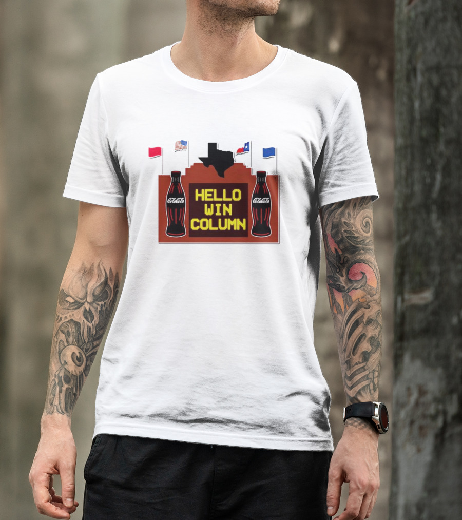 Hello Win Column Texas Rangers Flags Coca-Cola T-Shirt