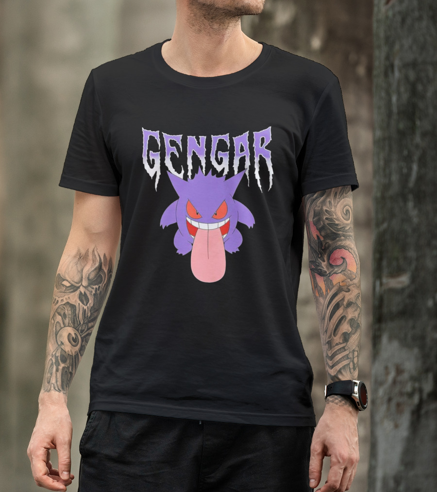 Pokemon Gengar Metal Typography Purple Monster T-Shirt