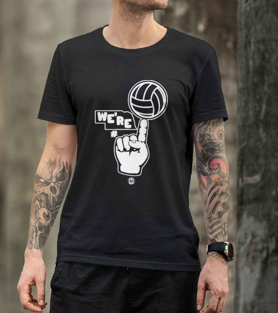 We're Number One Volleyball Finger Pointing T-Shirt