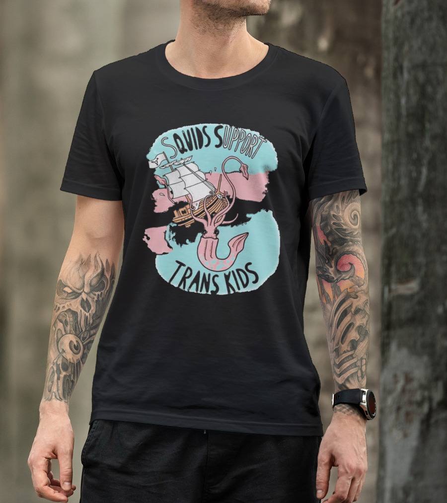 LGBT Squids Support Trans Kids With Pirate Ship T-Shirt