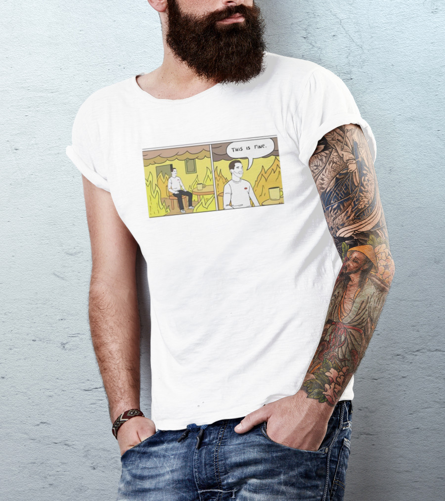 This Is Fine Fire Meme Comic Scene T-Shirt