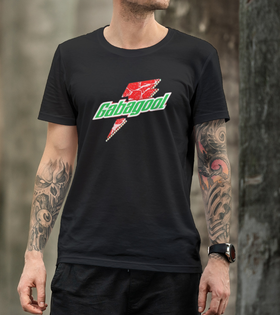 Gabagoolade Lightning Bolt Logo Meat Pattern Heavyweight T-Shirt