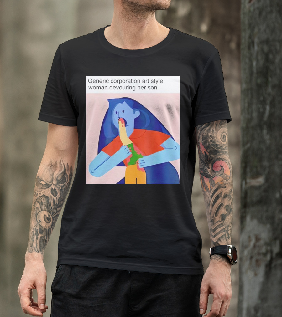 Generic Corporation Art Style Woman Devouring Her Son T-Shirt