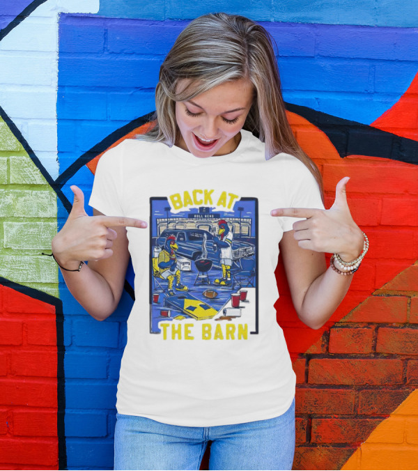 Back At The Barn Roll Hens Tailgate Scene With Cornhole And Grill T-Shirt