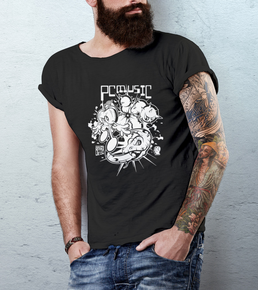 Brain Dead X PC Music Vintage Cartoon Snake And Vegetable Characters T-Shirt