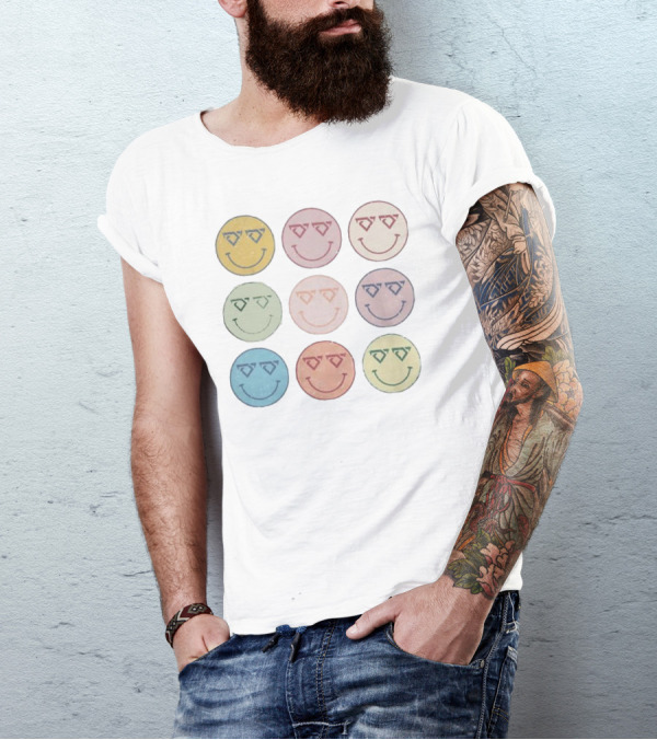 Cody Johnson Cojo Multiple Colorful Smiley Faces T-Shirt