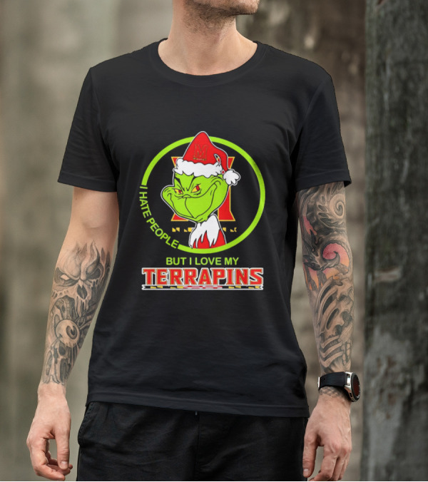 Grinch I Hate People But I Love My Maryland Terrapins Christmas T-Shirt