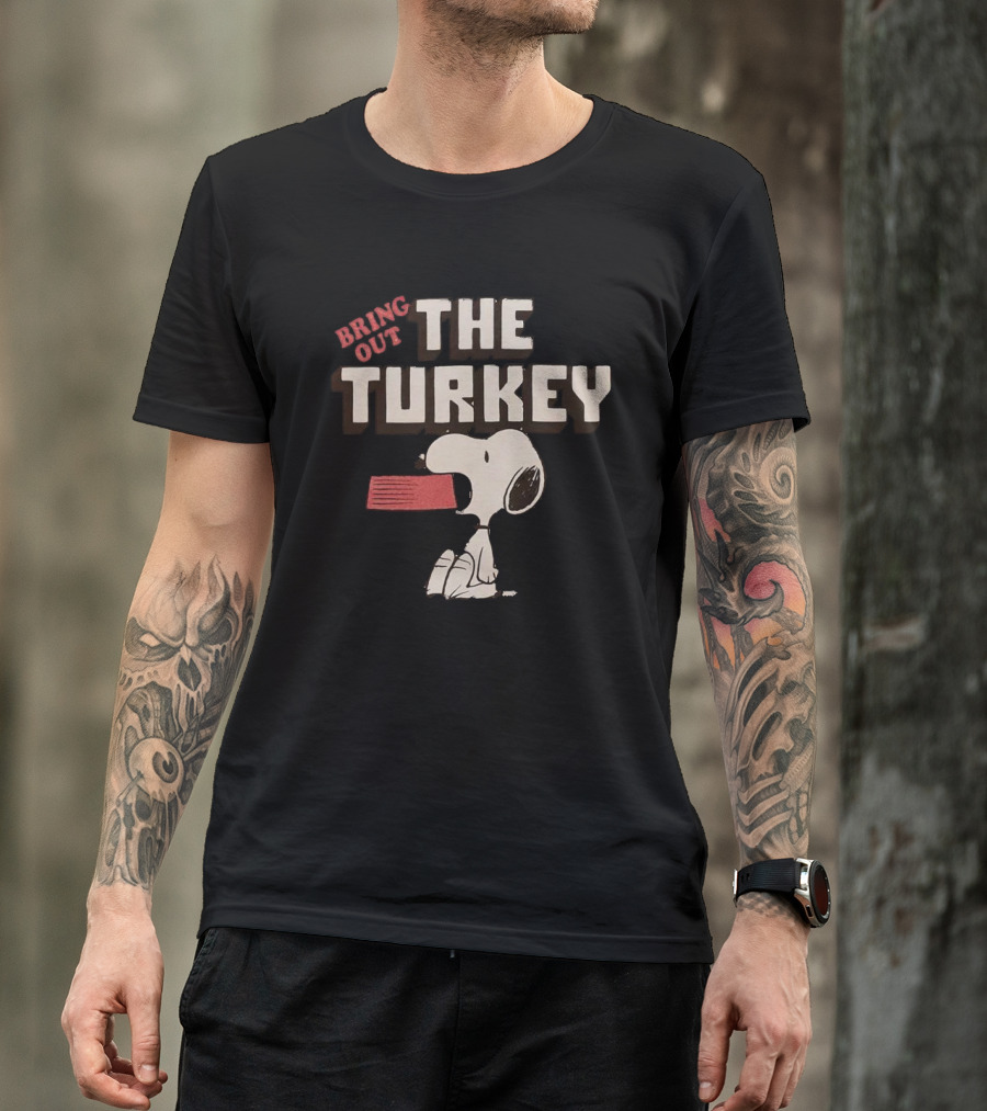 Snoopy Bring Out The Turkey Peanuts Thanksgiving Iconic Cartoon T-Shirt
