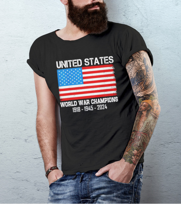 United States Flag World War Champions 1918 1945 T-Shirt