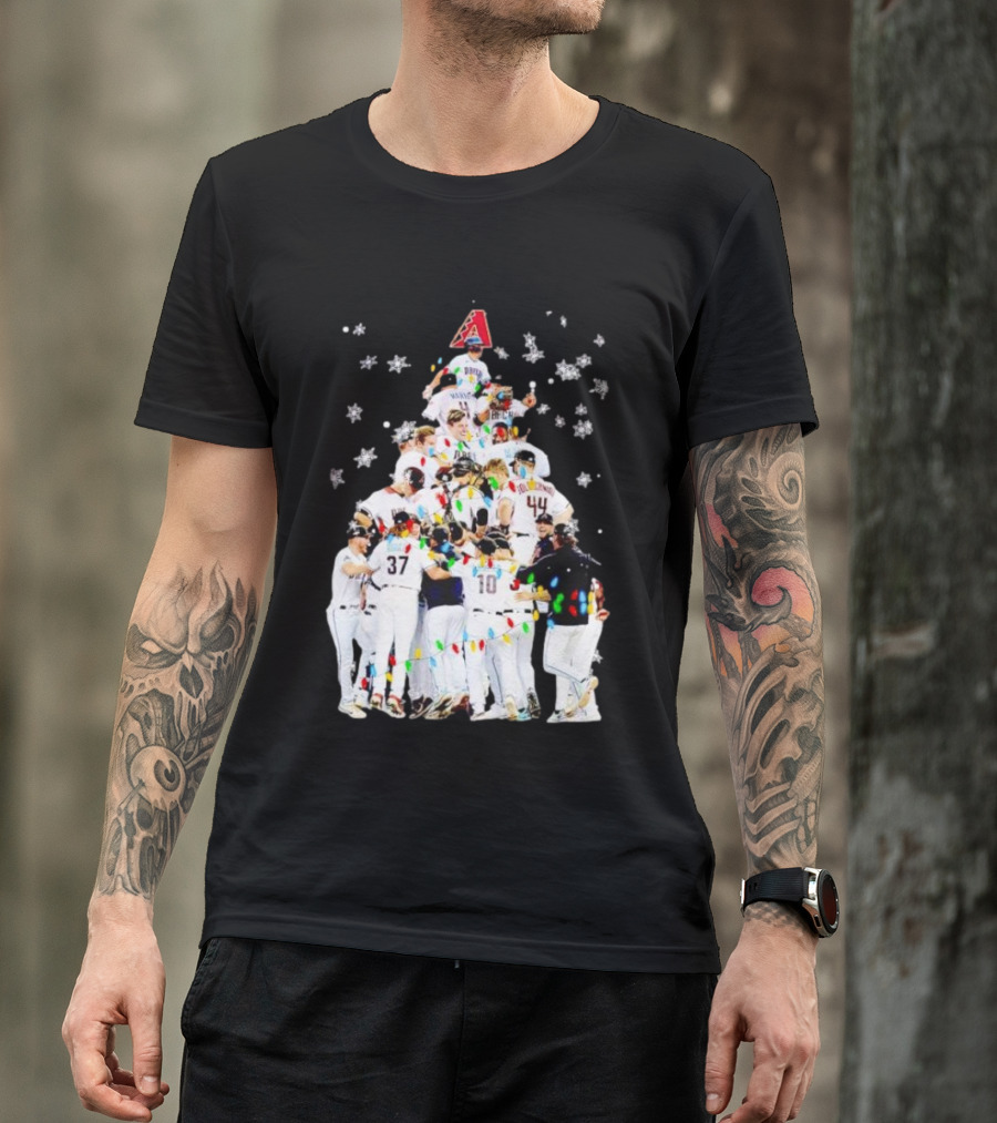 Arizona Diamondbacks Baseball Team Christmas Tree With Logo And Players T-Shirt