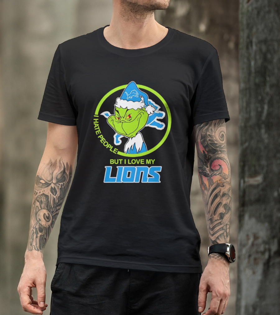 Grinch I Hate People But I Love My Detroit Lions T-Shirt