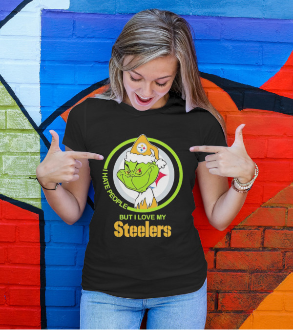 Grinch I Hate People But I Love My Steelers Pittsburgh T-Shirt