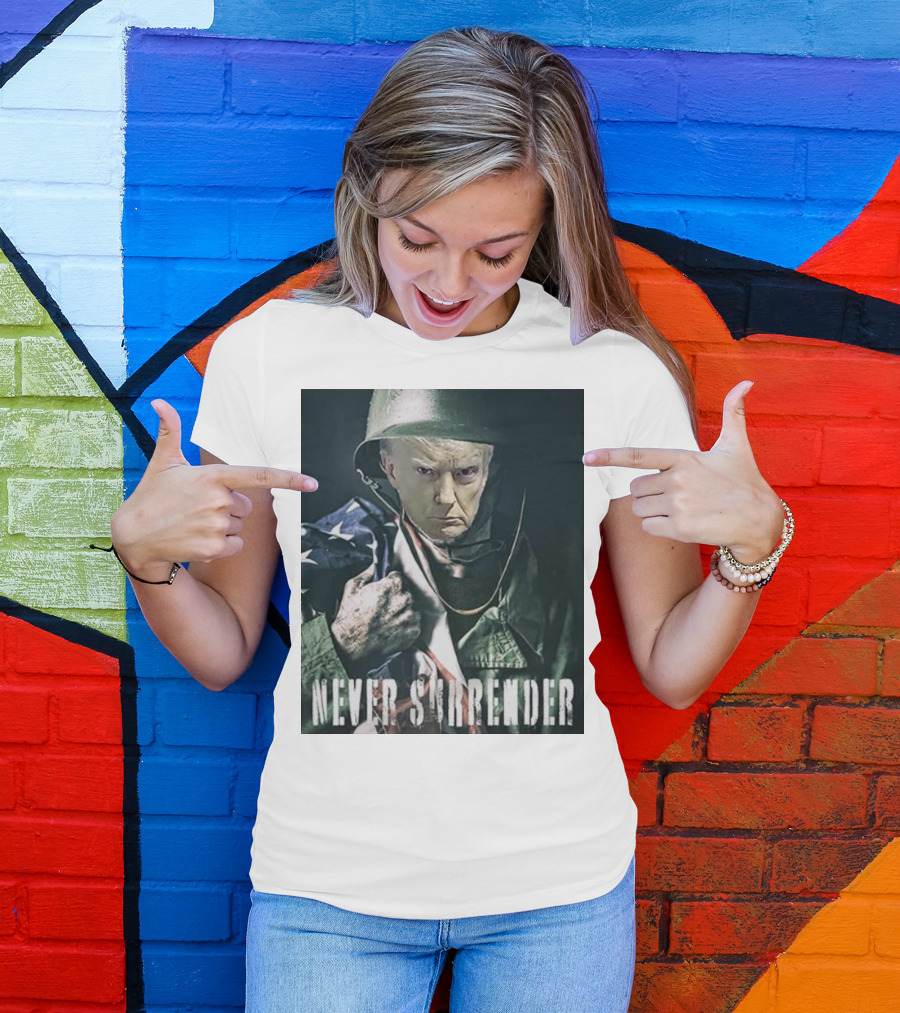 Donald Trump Never Surrender Military Helmet American Flag T-Shirt