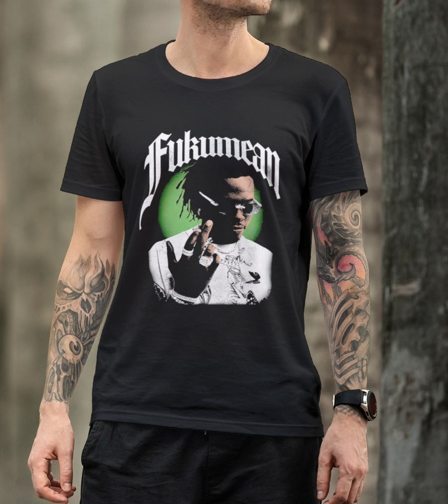 Fukumean 90s Vintage Hip Hop Style With Green Aura T-Shirt