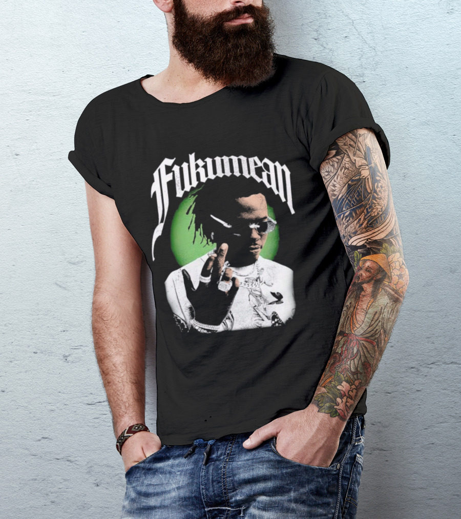 Fukumean 90s Vintage Hip Hop Style With Green Aura T-Shirt